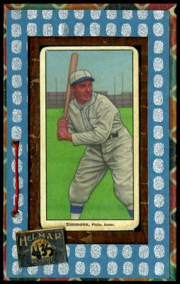 Picture, Helmar Brewing, T206-Helmar Card # 435, Al SIMMONS (HOF), Batting stance, purple fence, Philadelphia Athletics